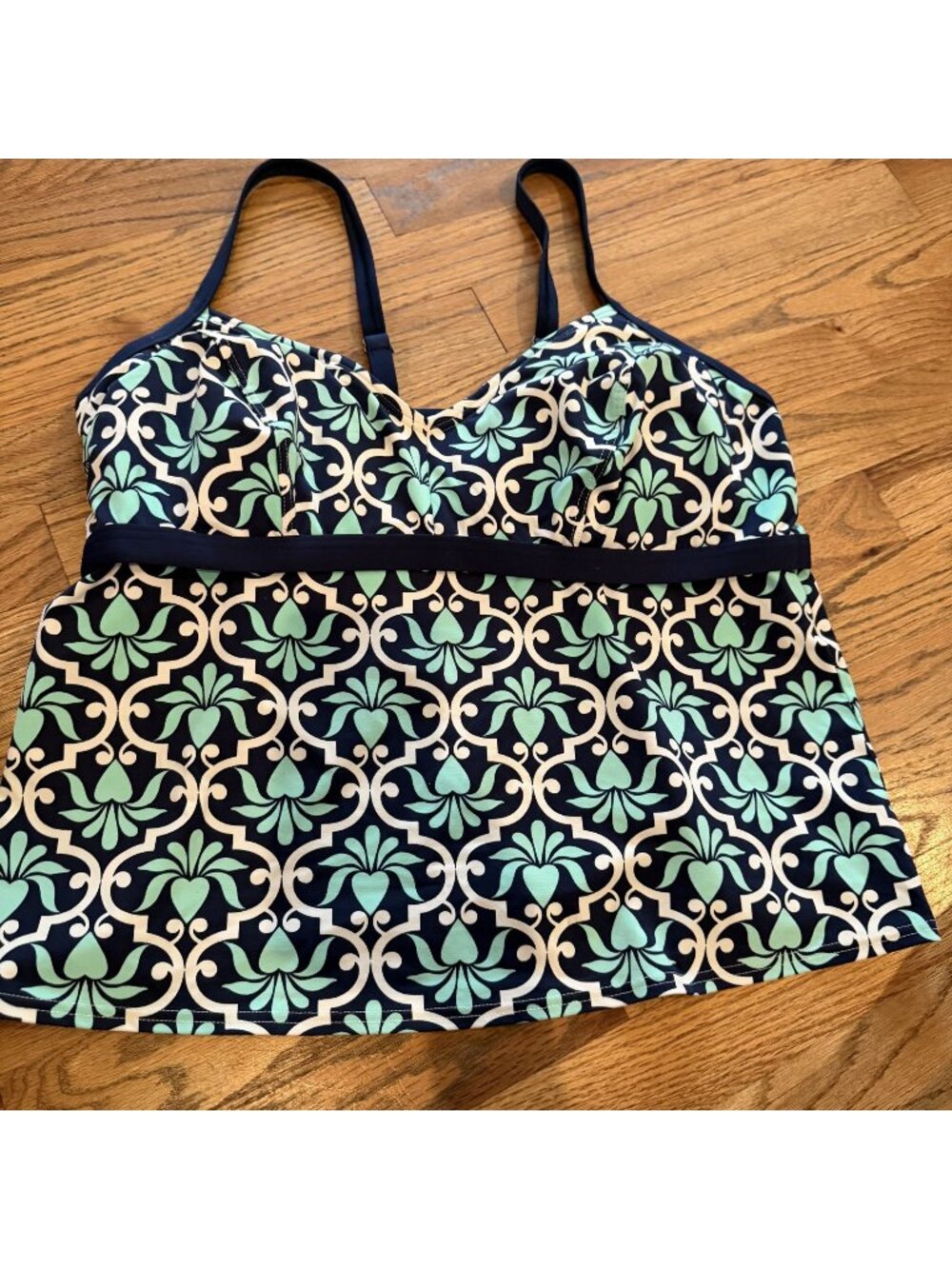 LANDS END WOMENS TANKINI SWIM TOP GREEN 16W DD